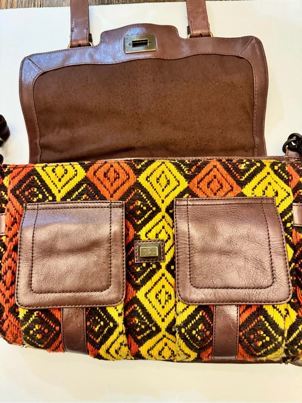 Audrey Brooke Leather Woven Crossbody Messenger Boho Bag